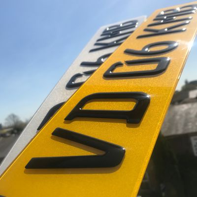 3D GEL GERMAN FONT BLACK NUMBER PLATES