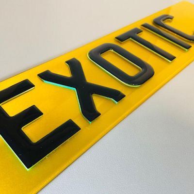 4D Gel Black Neon Green 5mm Replacement Number Plates