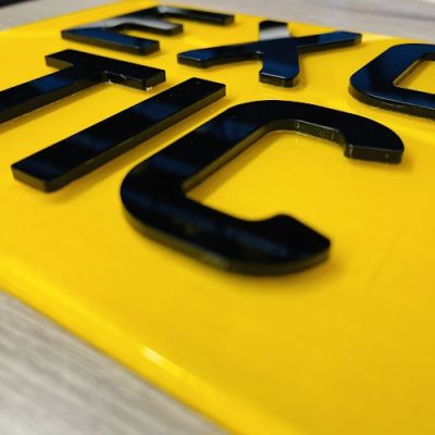4D GLOSS BLACK MOTORBIKE NUMBER PLATES (9"x7")