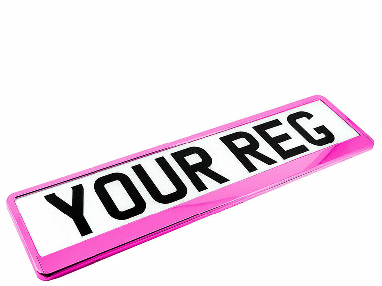 pink chrome number plate holder