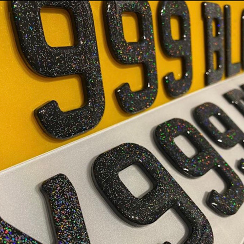 4D Glitter Gel Number Plates