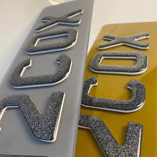 4d Glitter gel replacement number plates